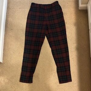 Plaid Women's Pants - Navy and Red